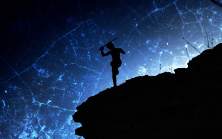 Silhouette hill starry sky moon - top of a hill free wallpaper