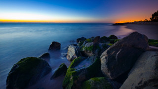 Mystical beach rocks water sunset 3 - rock and water free wallpaper