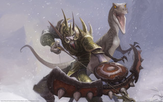 Dinosaur rider snowy forest armor - a bow free wallpaper