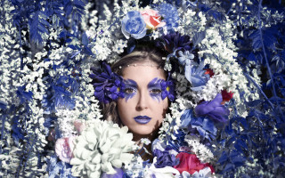 Blue makeup flower fashion photorealistic 2 - makeup free wallpaper
