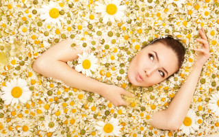 Woman flower field outstretched eyes - a field of flowers free wallpaper for desktop