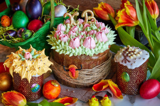 Basket flowers eggs stilllife christmas - exquisite detail free wallpaper