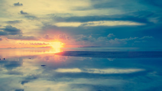 Sunset sky clouds water ducks 2 - duck free wallpaper