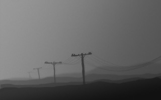 Power lines telephone poles foggy 2 - the foggy sky free wallpaper