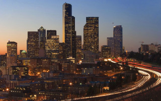 City skyline train night lights 6 - the track free wallpaper