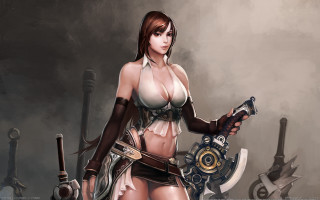 Woman bikini gun sword fantasy - steampunk free wallpaper