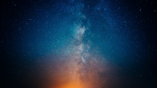 Night sky bright orange blue - astrophotography free wallpaper for desktop