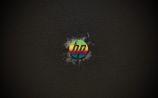 Black background colorful hp logo - a white circle free wallpaper for desktop