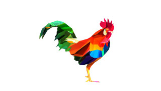 Colorful rooster folk art vector - surreal design free wallpaper