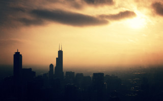 City skyline tall building cloudy 4 - sun ray free wallpaper