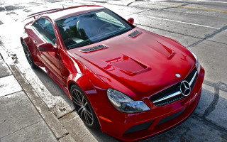 Red mercedes benz coupe parking 2 - a parking meter free wallpaper