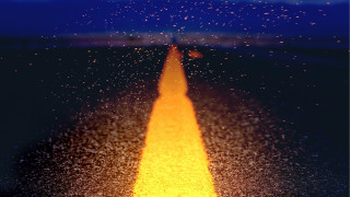 Yellow road sky clouds stars - a yellow line free wallpaper