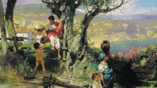 Park group people lake tree - donato giancola free wallpaper