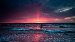 Red sunset ocean waves beam - wave free wallpaper for desktop