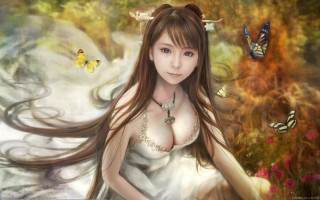 Long hair butterfly necklace fantasy 2 - chen chun free wallpaper