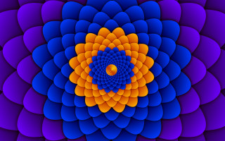 Flower geometric mandelbrot orange blue - image of a flower free wallpaper