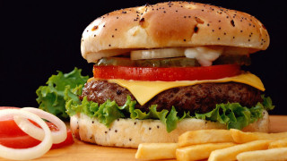 Hamburger cheese lettuce tomato onion 2 - a hamburger free wallpaper