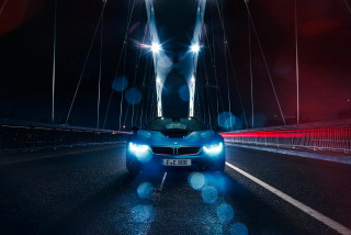 Blue car bridge night lights 2 - bernt tunold free wallpaper