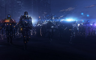 Futuristic suits group night city - futuristic suit free wallpaper