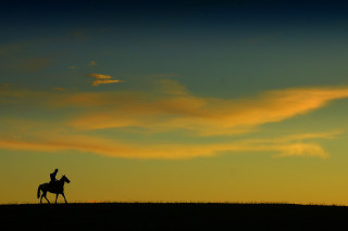 Horse rider hill sunset clouds - a person riding free wallpaper for desktop