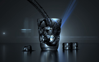 Glass water ice cubes blue - a blue light free wallpaper
