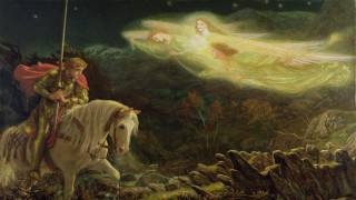 Man horse woman bird pre - a painting of a man riding free wallpaper