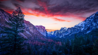 Mountain range red sky clouds 10 - a mountain range in the distance free wallpaper