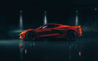 Red sports car dark room 54 - column and columns free wallpaper