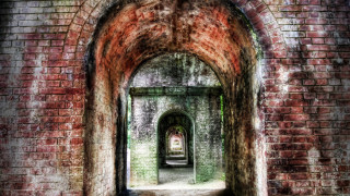 Brick tunnel door light architecture - the end of the tunnel free wallpaper