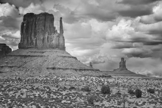 Desert mountain clouds monochrome landscape - ansel adams free wallpaper for desktop