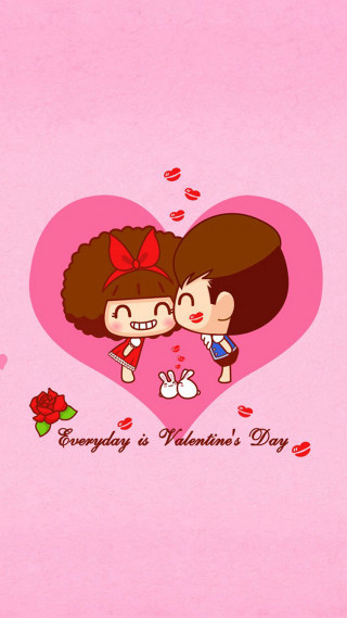 Cartoon couple kissing heart background - else alfelt free wallpaper for mobile