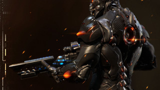 Robot gun embers realistic mecha - his hand and a gun free wallpaper