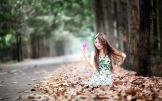 Woman pink object tree beach - a pink object free wallpaper