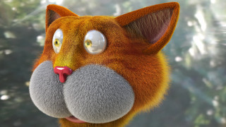 Surprised cat closeup unreal 3d - its face and nose free wallpaper