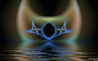 Blue orange water reflection holography - fractal free wallpaper