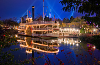 Large boat river forest night - top of a river next free wallpaper