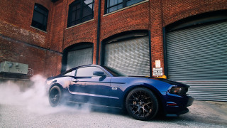 Blue mustang smoke cobra 3d - hood free wallpaper for desktop