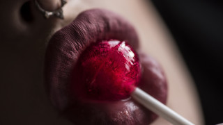 Lips red glossy white stick - a womans lip free wallpaper