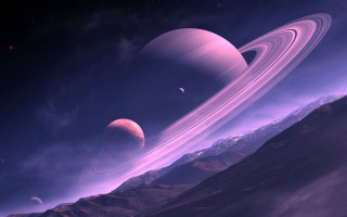 Saturn moon mountains distant planet - free space wallpaper