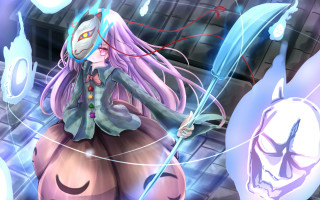 Anime character sword demon background 3 - her hand and a demon in the background free wallpaper