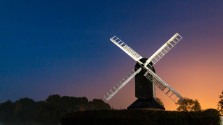 Windmill night stars forest sunset - eugeen van mieghem free wallpaper