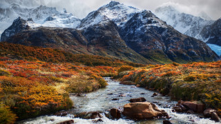 Lush valley mountains autumn snow - free autumn wallpaper