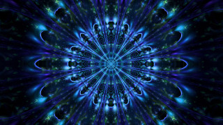 Blue green flower hologram space - dmt free wallpaper