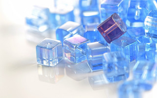 Blue glass cubes 3d render - crystal cubism free wallpaper