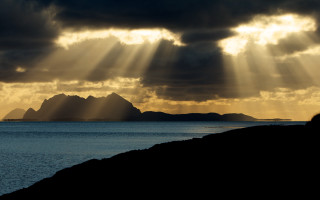 Mountain ocean sunset sky rays - the cloud above free wallpaper for desktop