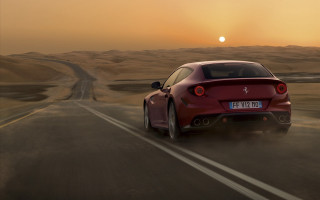 Red sports car desert road 17 - a desert road free wallpaper