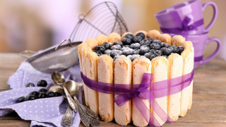 Blueberry cake basket purple ribbon - a purple ribbon free wallpaper for desktop