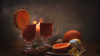 Wine glasses candle fruit still - free halloween wallpaper