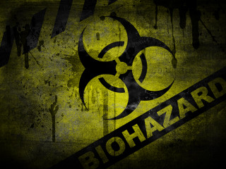 Biohazard sign black yellow stripe - biopunk free wallpaper