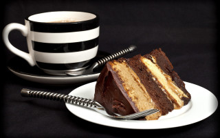 Cake plate fork coffee black - viennese actionism free wallpaper